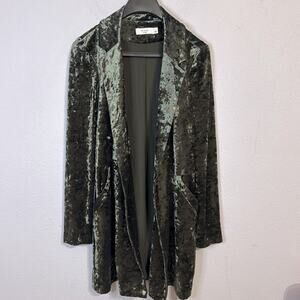 Ali & Jay Women Moss Green Velvet Long Blazer Size L